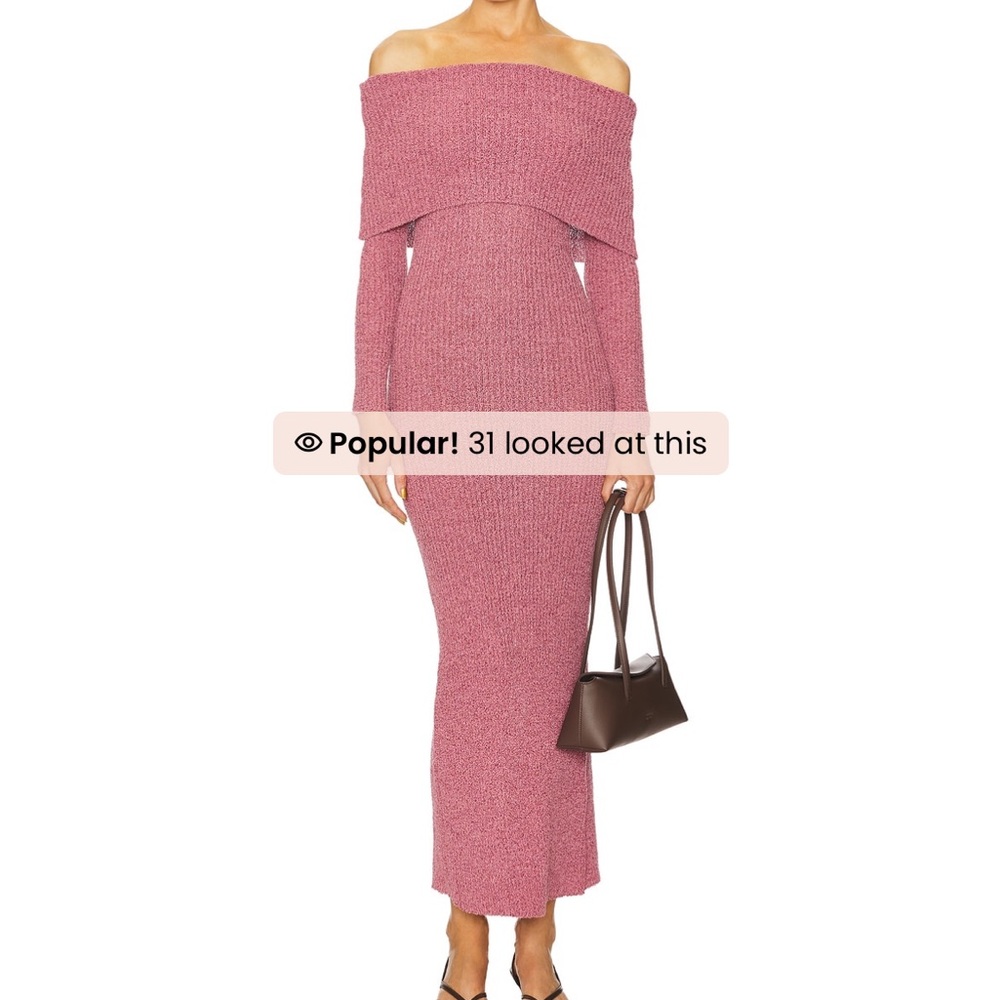 LIKE NEW pink line & dot off the shoulder sweater dress